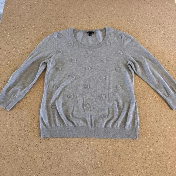 Talbots Classic Gray Beaded Dots Sweater SP /Small Petite - Picture 1 of 8